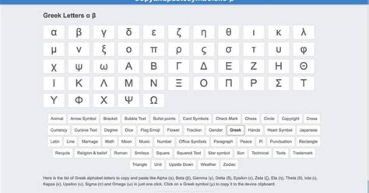 The Ultimate Greek Letters Copy Paste Toolkit Web Office And