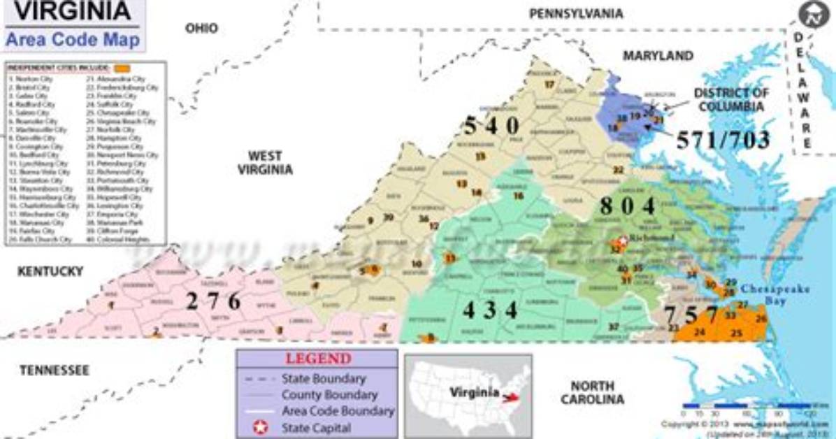 Virginia Area Code Map Exactly Where the New 686 Overlay